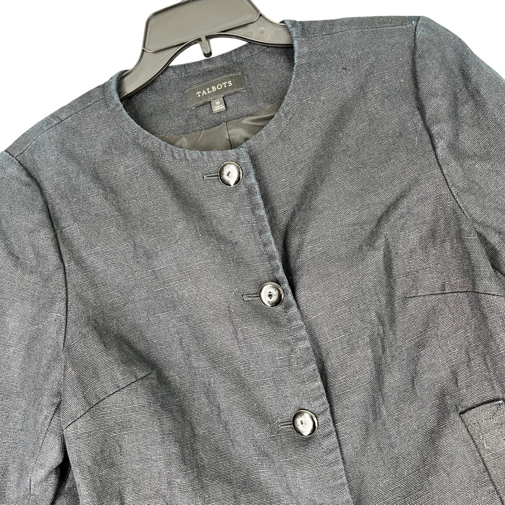 Talbots Linen Jacket Womens 10 Minimalist Quiet Luxury Coastal Grandma Chic